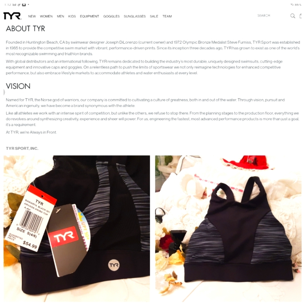 COPY - NEW/TAGS TYR ACTIVE SWIMWEAR TOP SIZE SMALL 4-6